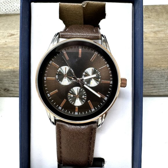 George Other - George Mens Bronze Dial  Easy Read New in Box Vegan Leather band